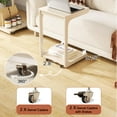 thumbnail image 5 of KASLANDI C Shaped End Table, Bedside Table with Wheels, Wooden Couch Table with Adjustable Desktop for Living Room, Bedroom, White, 5 of 9