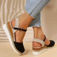 thumbnail image 3 of Modisza Women Espadrilles Wedge Sandals Summer Casual Walking Sandal Closed Toe Arch Support Shoes with Buckles Ankle Strap Black Size 5.5, 3 of 7