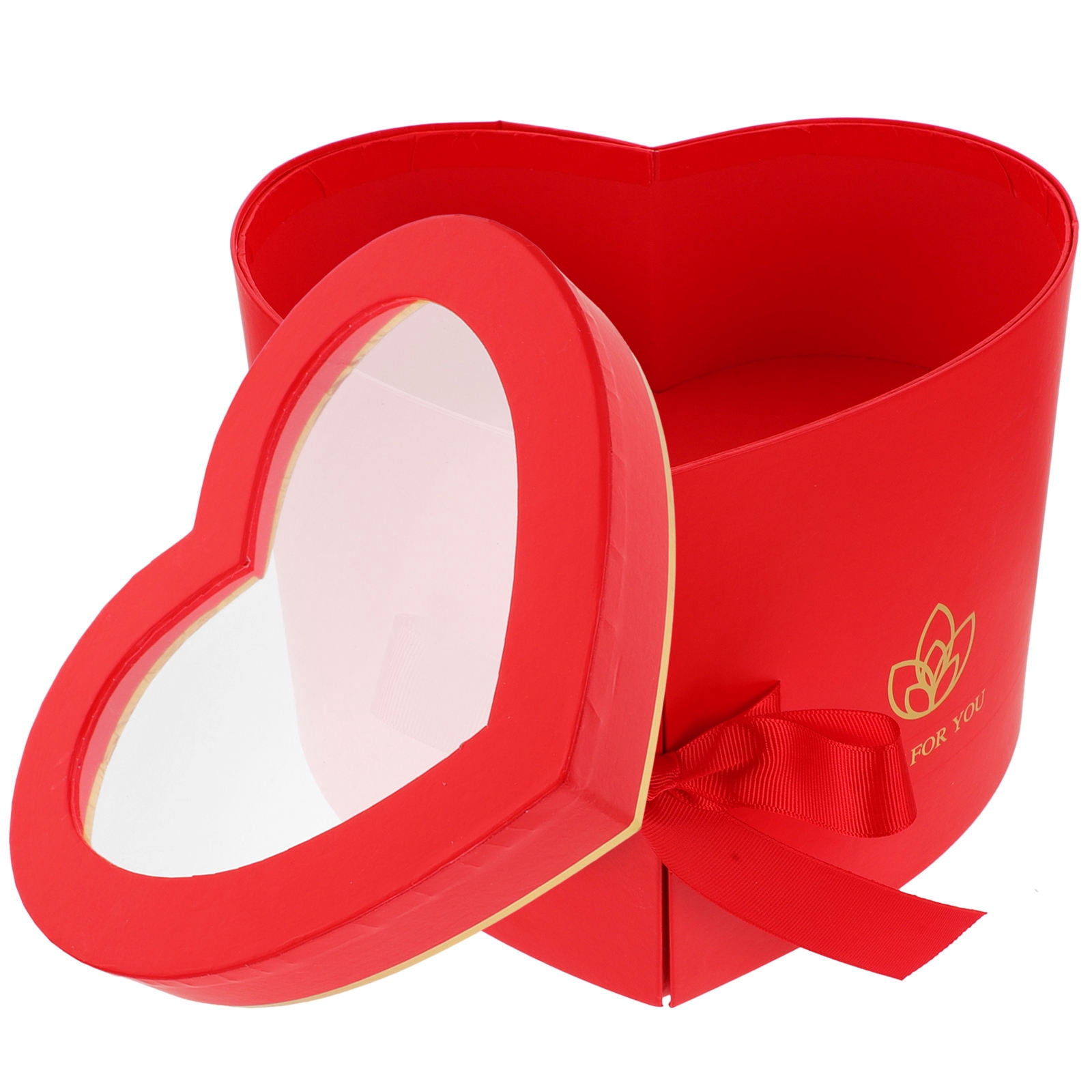 FELTECHELECTR Heart Shaped Box, Red Flower Packaging, Romantic Storage for Flowers and Small