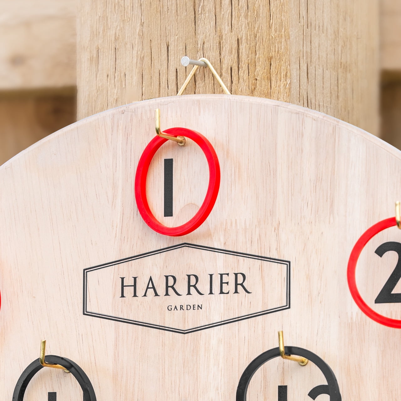 HARRIER Ring Toss Game Set | Indoor & Outdoor Wooden Board Game - Includes 12 Rubber Throwing Rings & Carry Bag