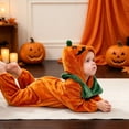 thumbnail image 5 of Ulanda Baby Halloween Pumpkin Romper Unisex Infant Long Sleeve Orange Hooded Jumpsuit (Orange, 4-5 Years), 5 of 6