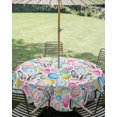 thumbnail image 3 of Outdoor Tablecloth with Umbrella Hole Zipper Easter Round Tablecloth 54" Waterproof Outside Table Cloth Spring Cute Colorful Eggs Bunny Flower Plant Patio Table Cover Tablecloths for Picnic Party, 3 of 8