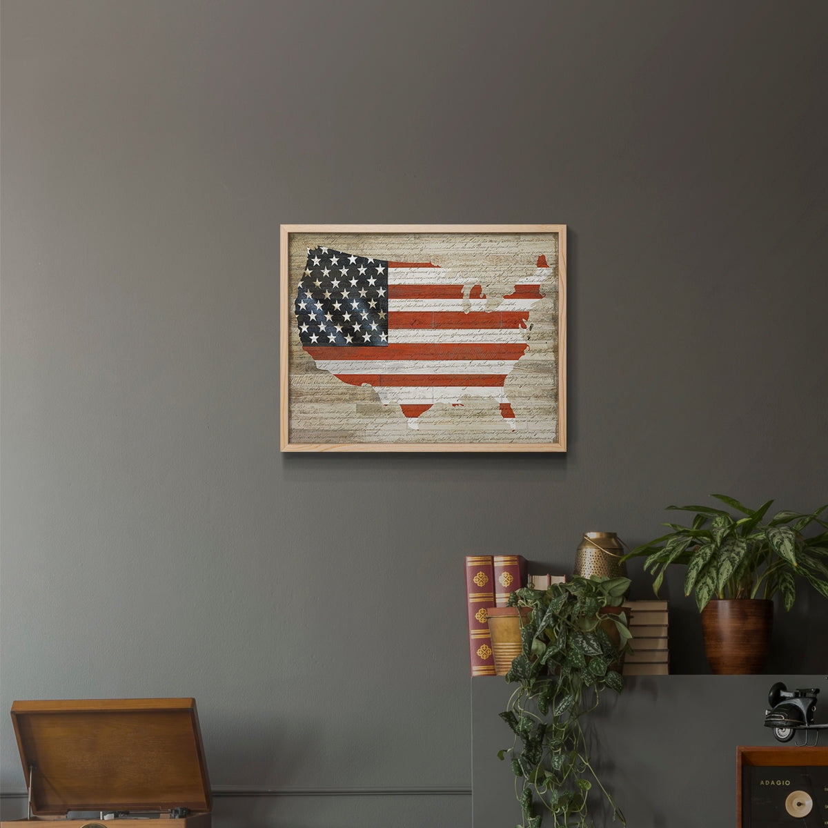 American Flag by Daniela Santiago - Restickable Framed Giclée Print