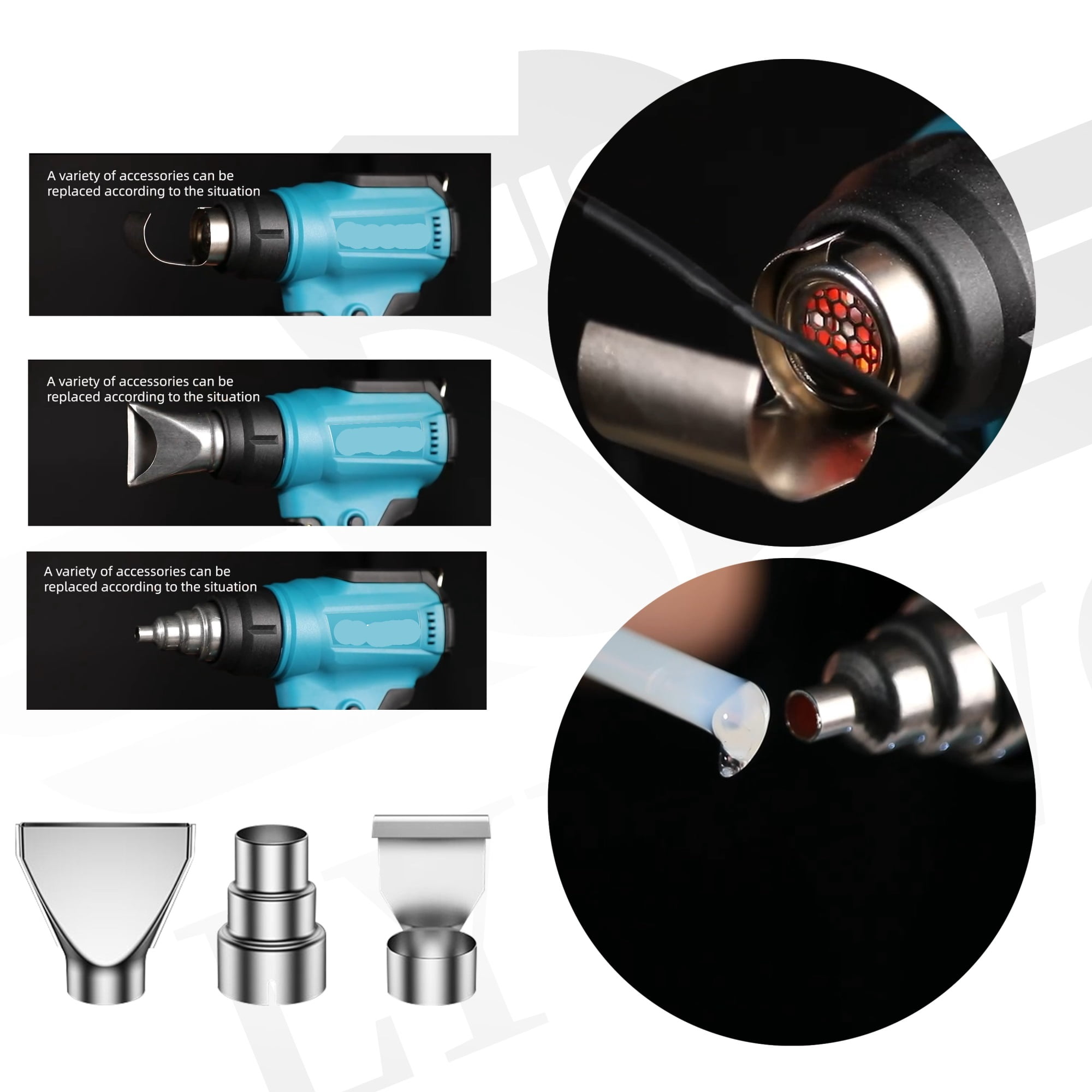 18V Heat Gun Shrink Wrapping Tool Hot Air Gun Air Dryer Soldering Thermal Blower with LED display, Tool only, No battery ,Variable Temperature