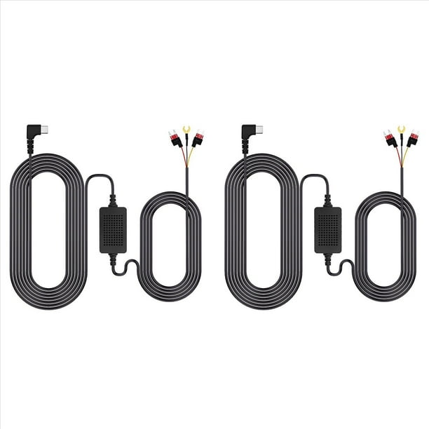 2X Cable Universal para Cámara de Salpicadero de Coche de 3,5 M, 12/24 V A 5 V, 3 A, Kit de Cable Duro DVR para Vehículo, Cámara de Vídeo, Grabadora, Línea Tipo C