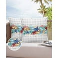 thumbnail image 6 of Pack of 2 Outdoor Pillow Covers, Summer Starfish Coral Shell Sea Life Grey Plaid Waterproof Square Throw Pillowcase Cushion Decorative Pillow Covers for Couch Patio Tent, 16x16 in, 6 of 6