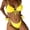 Yellow, variant on Women's Triangle Bikini Set Tie Front Top Two Side Tie High Waist Bottom Two Piece Swimsuit For Beach(White,S)