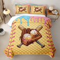 thumbnail image 2 of Erosebridal Light Blue & Pink Dripping Waffle Baseball Ice Cream & Glove Graphic Twin Quilt Set,Sport Graphic Twin Coverlet Set for Boys Girls, 2 of 7