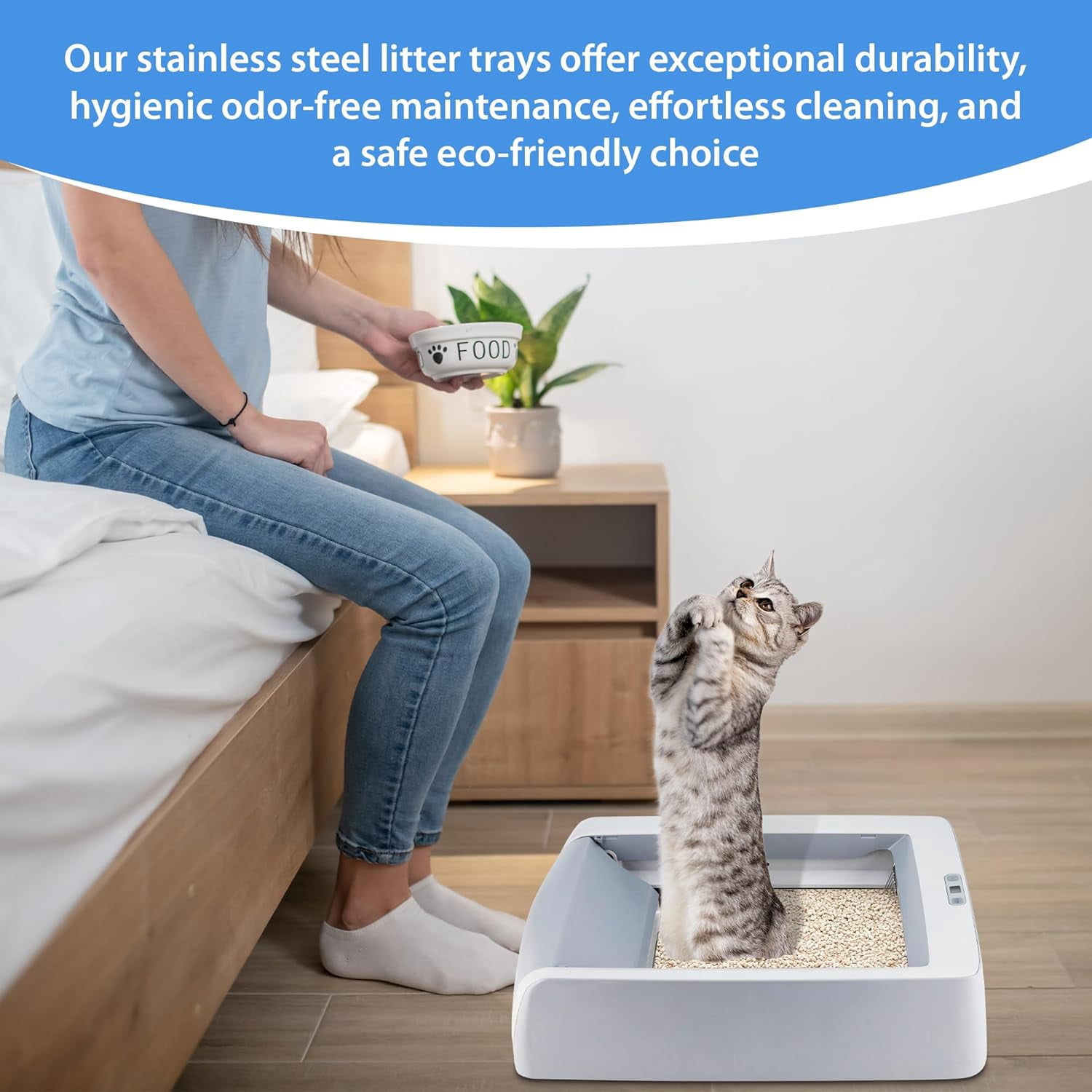 SUMMIT Upgraded Stainless Steel Reusable Litter Tray Compatible with PetSafe Scoop-Free Self-Cleaning Cat Litter Boxes – Deeper Waste Section & Enhanced Odor Control