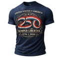 thumbnail image 3 of Usa 250Th Anniversary Shirt Patriotic Graphic T Shirt Comfortable Short Sleeve Crewneck Mens Graphic Tees Navy L, 3 of 6