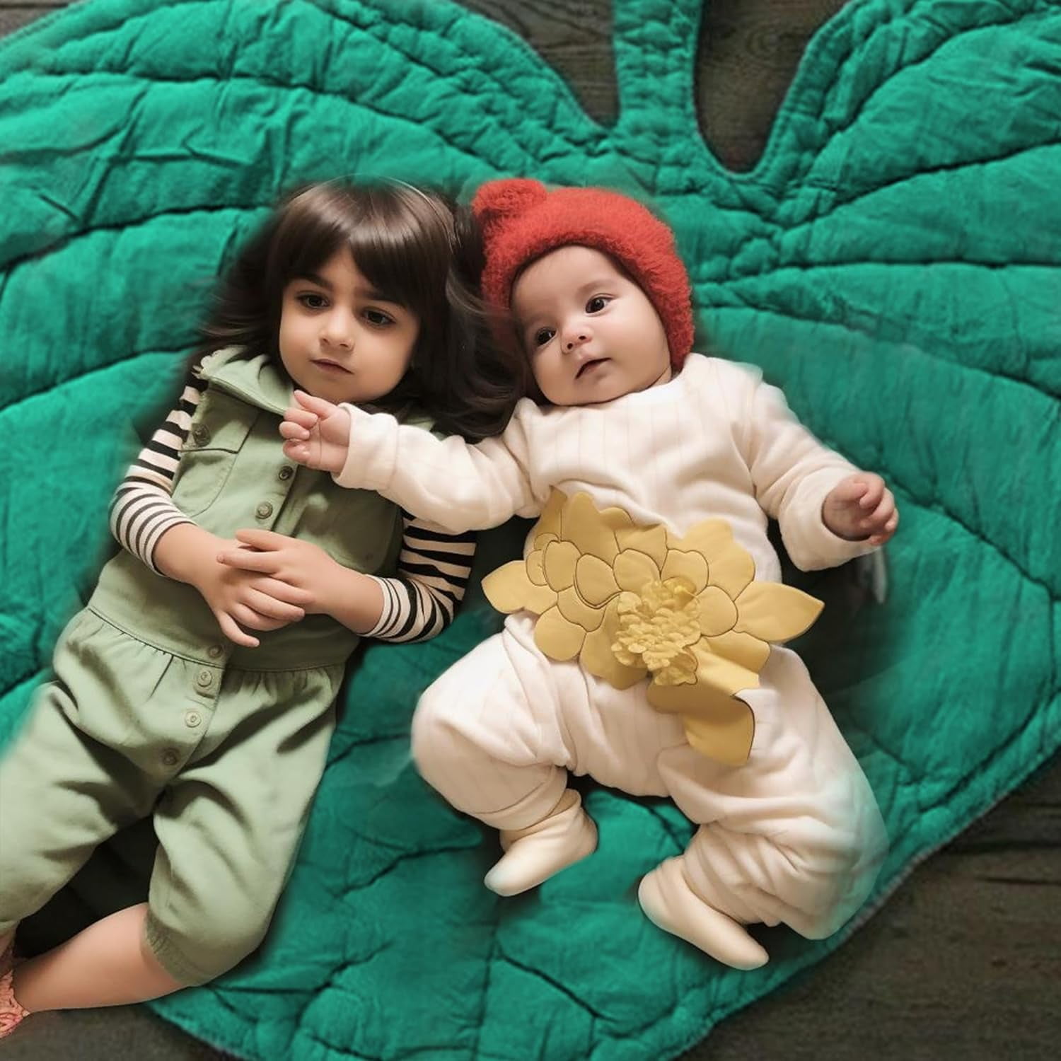 Heart-Shaped Leaf Tummy Time Baby Mat for Floor Play