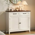 thumbnail image 3 of Wooden Coffee Bar，Asofer Kitchen Pantry Storage Cabinet, Sideboard Buffet with Adjustable Shelf and 2 Drawers for Kitchen,Living Room,hallways,Retro/Gray, 3 of 15
