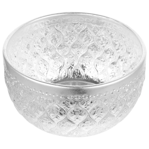 Tineasur Decorative Alloy Food Bowl Silver Retro Texture Design Home Dining