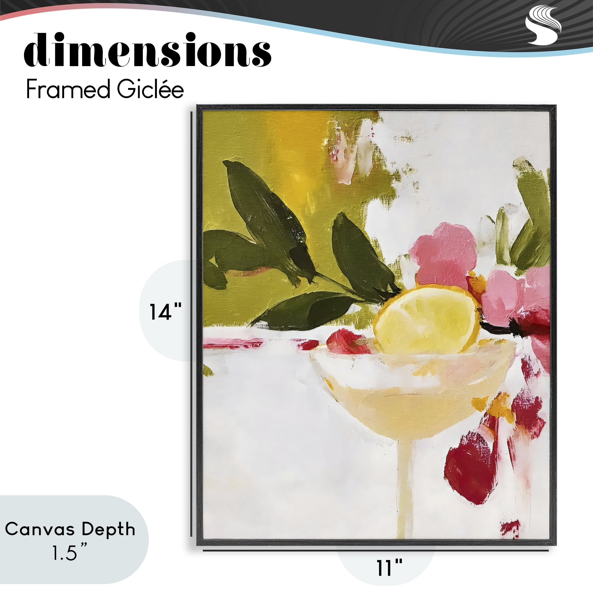 Stupell Industries Red & Pink with Lemons Black Framed Giclee Art, design by Riley B