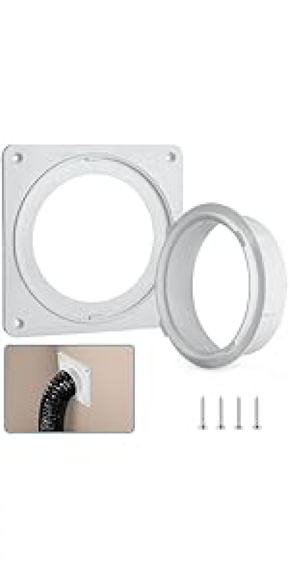 Dryer Vent Hose Connector Kit, Dryer Vent Wall Plate with Hose(4 inch 8 feet), Dryer Duct Connector with Quick Connect & Disconnect, Covers Area 7inch x 7inch, Fits 4 Inch