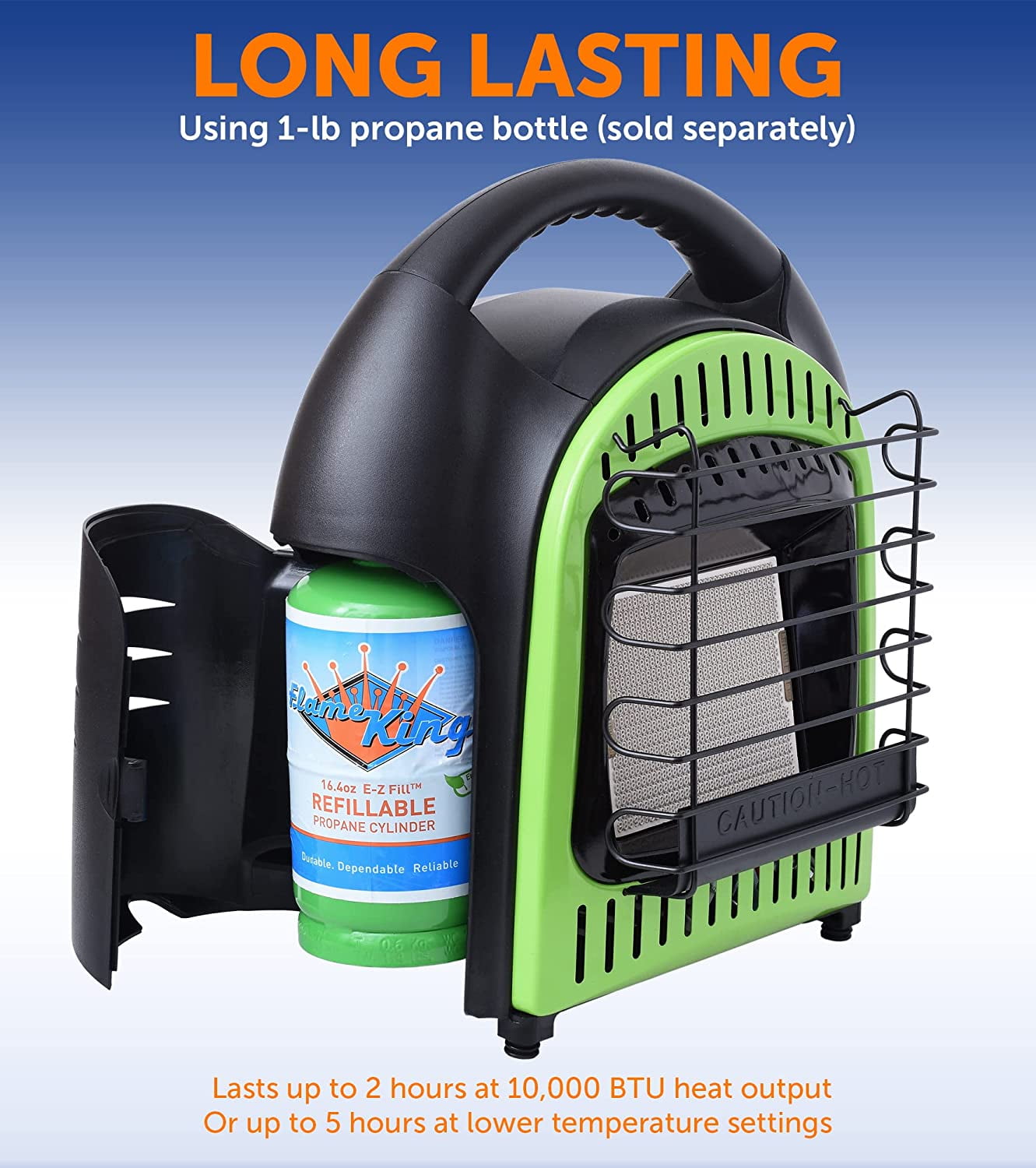 Flame King Portable 10,000 BTU Thermostatic Radiant Camping Propane Heater  for 1 lb LP Tank - Walmart.com