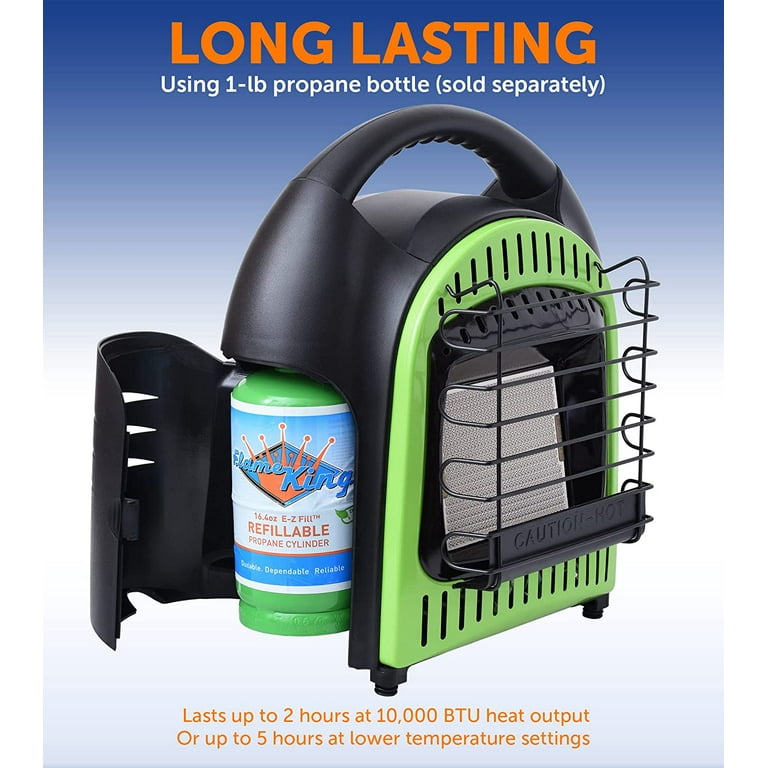 Flame King Portable 10,000 BTU Thermostatic Radiant Camping Propane Heater  for 1 lb LP Tank - Walmart.com