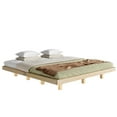 thumbnail image 5 of Pouseayar King Size Floating Bed Frame with LED Lights, Low Profile Platform Bed, Natural, 5 of 8