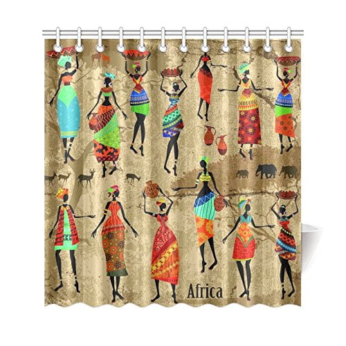 ARTJIA African Art Shower Curtain,Afro American Women History and
