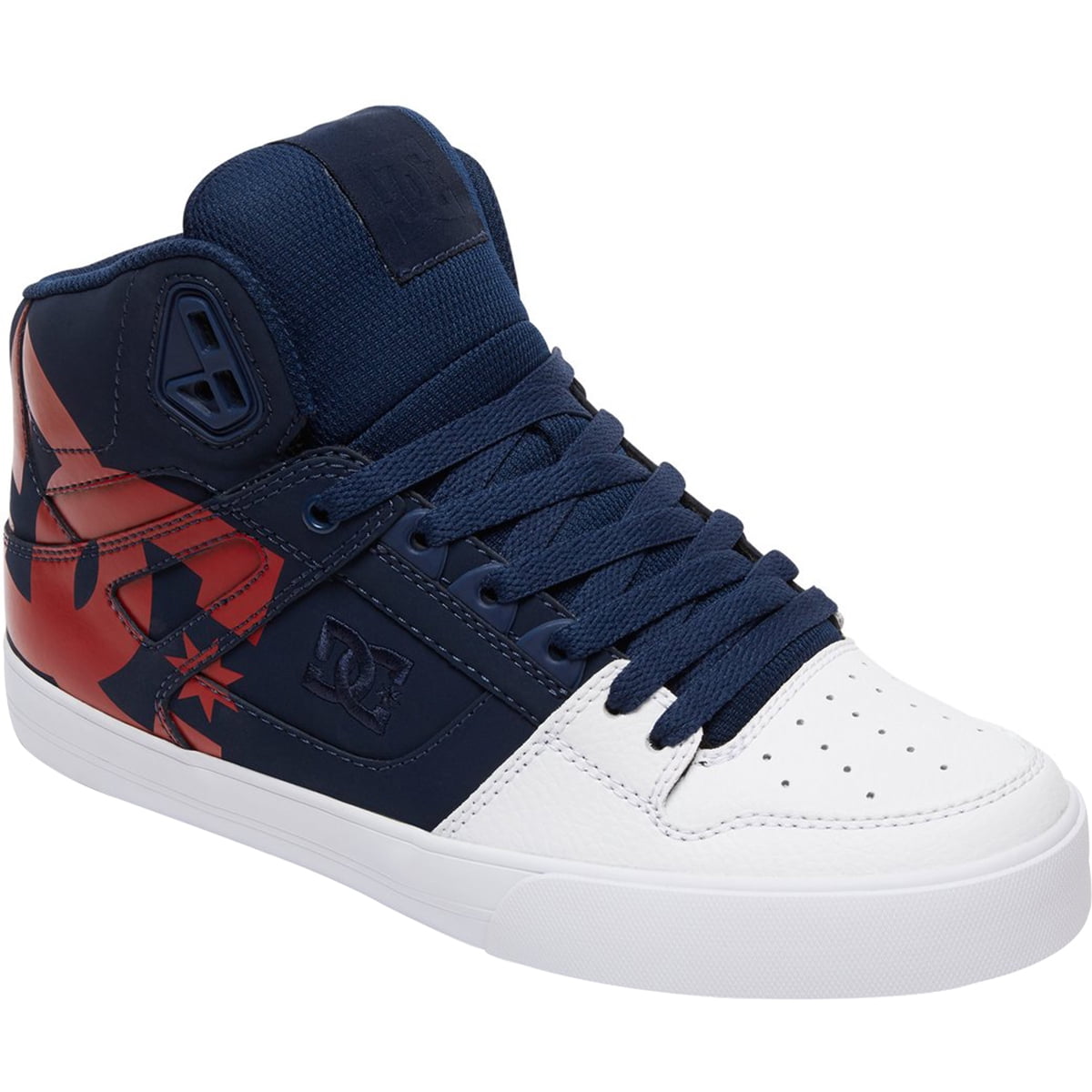 DC Men's Pure WC SP Hi Top Leather Navy/White/Red Skate Trainers Various Sizes 