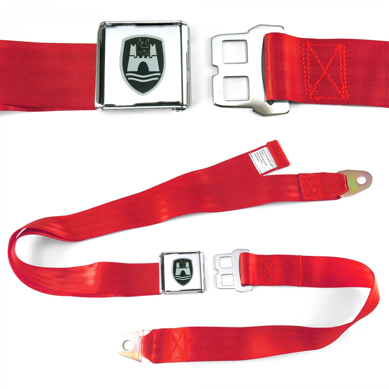 KaferLab 787996 VW Volkswagen Wolfsburg Red Lap Seat Belt Chrome Buckle