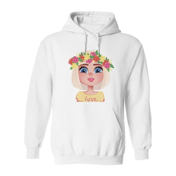 Girl With Floral Wreath  Hoodie Women -Image by Shutterstock, Female Medium