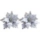 thumbnail image 1 of Matsuzay 2 piezas 25cm purpurina Poinsettia flores artificiales de franela decoración del hogar boda fiesta foto Prop Oficina vacaciones Decoración del hogar Plata, 1 of 6