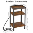 thumbnail image 2 of ZEXVIDA Side Table with Charging Station for Small Spaces, 3-Tier End Table with USB Ports & Power Outlets, Narrow End Table Bedside Table Nightstand with Metal Tabletop Tray Storage (Rustic Brown), 2 of 9