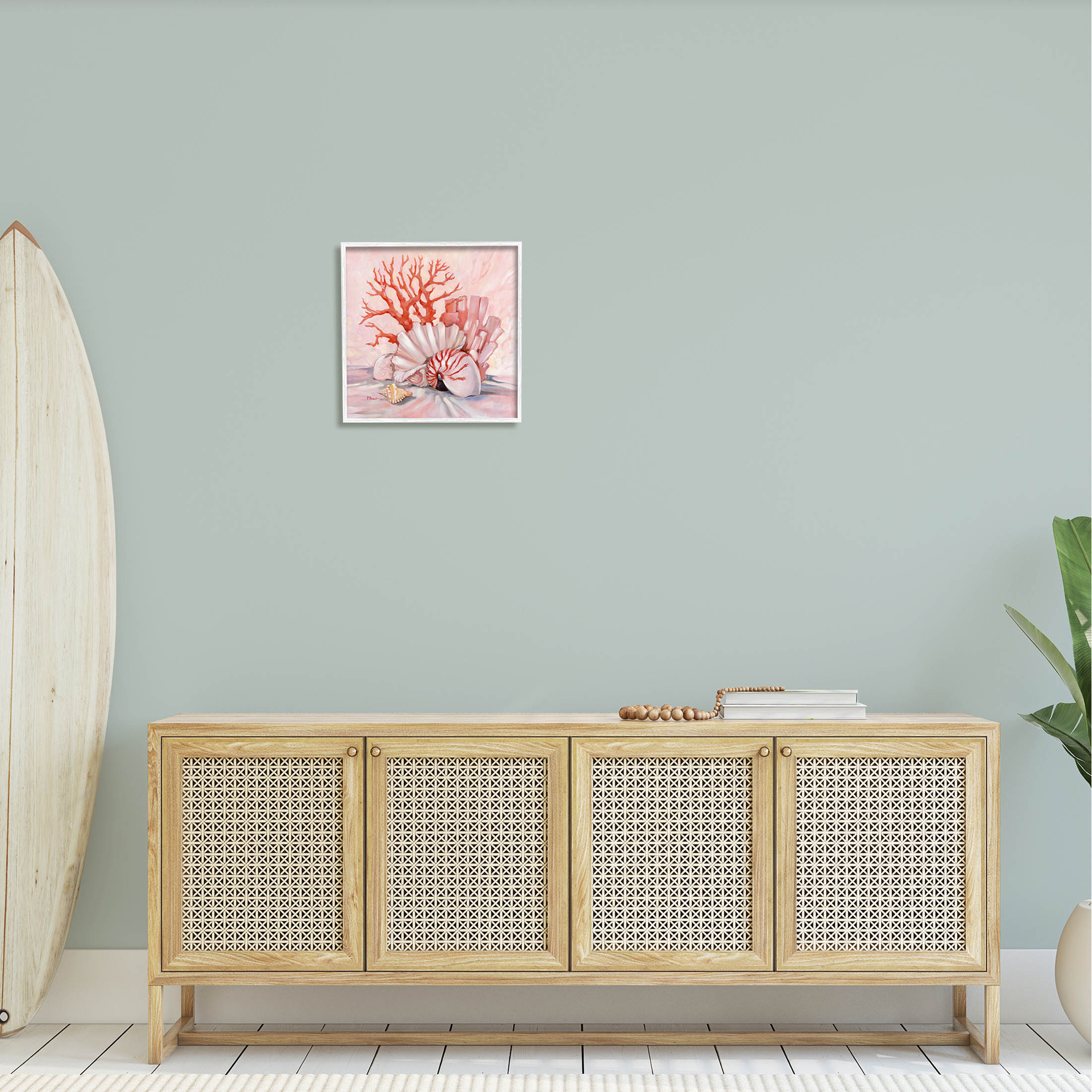 Stupell Industries Coral Still Life Aquatic Seashells Painting White Framed Art Print Wall Art, Design by Paul Brent