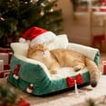 thumbnail image 4 of DAMAI Christmas Cute Cat Couch Bed for Indoor Cats, Fuzzy Pet Couch Bed with Removable Washable Cover, Supportive Pet Chair for Indoor Cats(Green), 4 of 6
