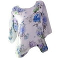 thumbnail image 3 of Flywake T-shirt Décontracté Grande Taille pour Femmes Imprimé Floral Col Rond Manches Courtes Tunique Ample Confortable Tops d'Été, 3 of 5