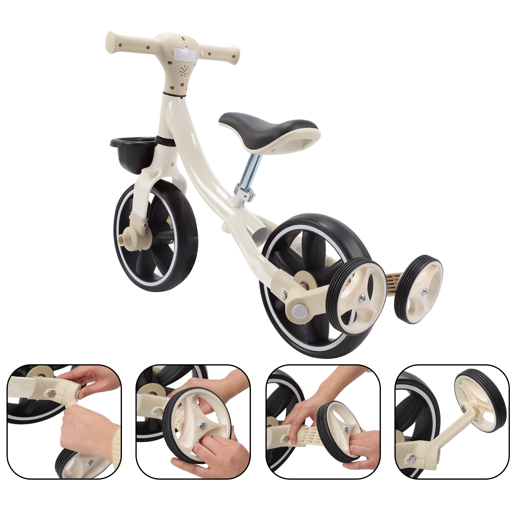 3-Wheel Trike Bicycle for Toddlers, Kids Pedal Tricycle Stroller with Basket, Folding Trike Bike