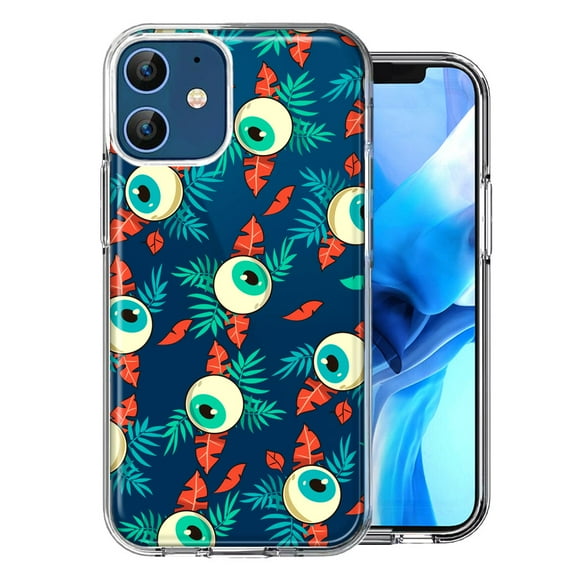 MUNDAZE For Apple iPhone 12 Halloween Creepy Tropical Eyeballs Design Double Layer Phone Case Cover