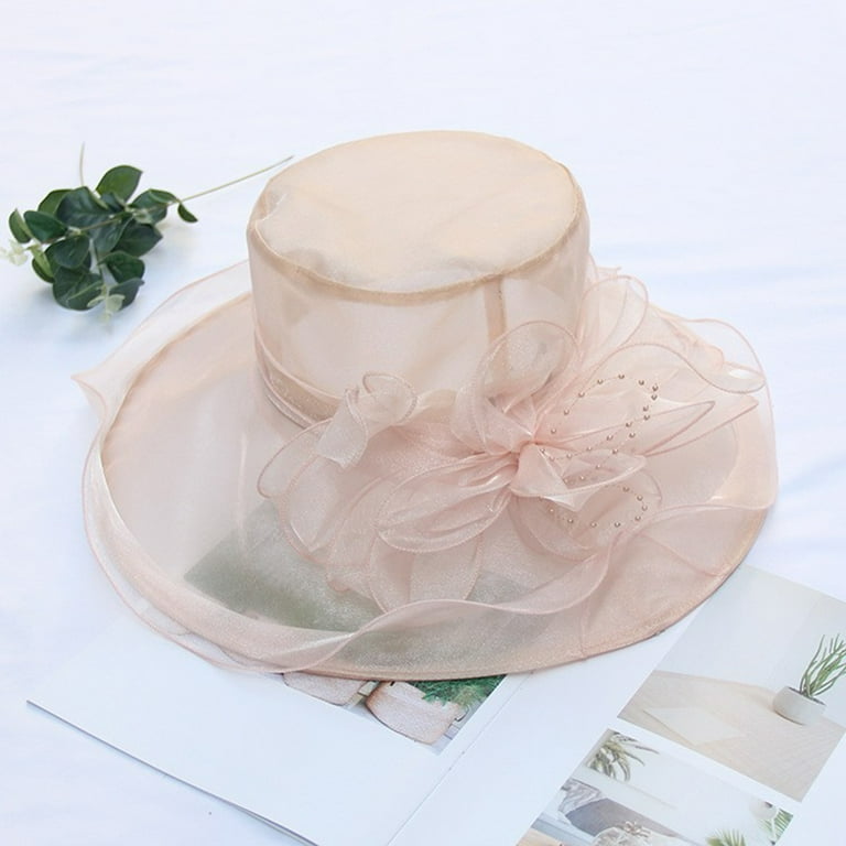Hontri Hats for Women on Sale, Women's Summer Dress Hat Broad Leaf Flower  Bridal Shower Cap Sun Hat Beach Hat Church Tea Party Fascinator Hats for  Mother Ladies Girls Pink - Walmart.com