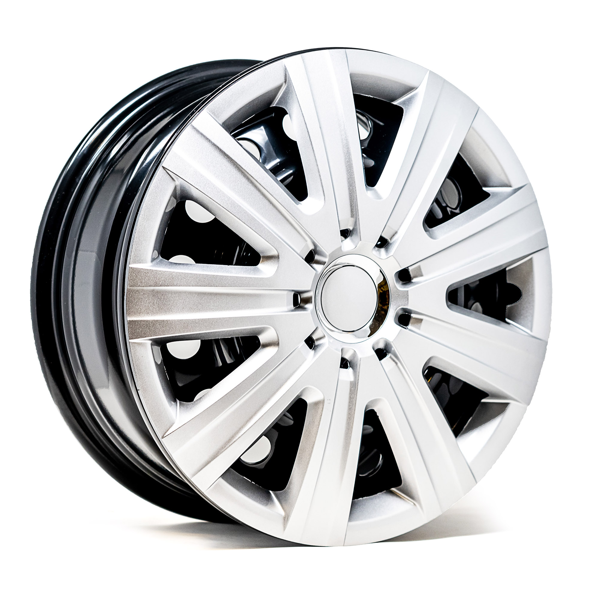 Alpena 16" Nero Wheel Covers, Silver, set of 4