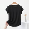 thumbnail image 5 of Blczomt Plain Summer Tops for Women 2025 Basic Tee Shirt Short Sleeve Crew Neck Black Casual Shirts Women, 5 of 5