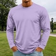 thumbnail image 5 of OIOLOYJM Mens Long Sleeve T Shirts Cotton Casual Basic Crew Neck Stretch Workout Running T-Shirt Soft Breathable Athletic Work Office Pullover Light Purple 2XL, 5 of 5