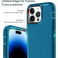 thumbnail image 3 of Entronix Heavy Duty Case Compatible with iPhone 14 Pro, Shockproof Hard Cover, Teal Blue, 3 of 8