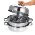 thumbnail image 3 of 2/3/4/5 Tiers Stainless Steel Steamer Pot Food Veg Cooker Pot Cooking Pan Steaming Pot Dim Sum Cookware Steamer Kit 28/30cm, 3 of 13