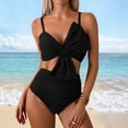 thumbnail image 4 of COMVALUE Womens Bikini Set High Waisted Swimwear Tie Knot High Rise Two Piece Swimsuits Bathing Suits (Black, M), 4 of 9
