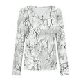 thumbnail image 4 of JUSLIO Blouses for Women Relaxed Fit Graphic Shirts Tops Irregular Print Long Sleeve V Neck Shirts Tops White L, 4 of 5