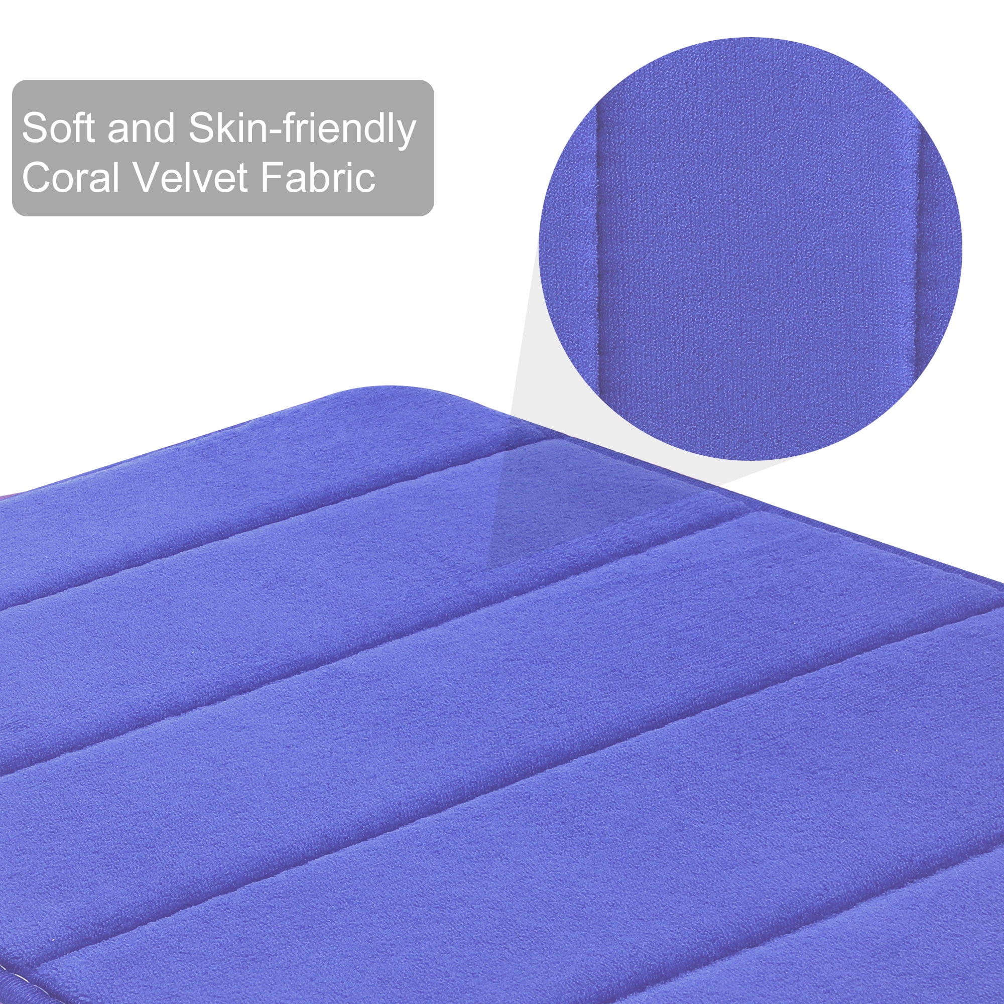 Unique Bargains Solid Contemporary Memory Foam Bath Rug Blue 24"x16"