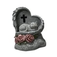 thumbnail image 2 of Marcador de tumba de mascotas pequeños animales monúmenes decoración resistente a la intemperie sola iluminación impulsada estatua de piedra Gato, 2 of 9