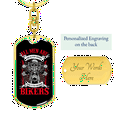 thumbnail image 3 of All Men Are Bikers Biker Stainless Steel or 18k Gold Premium Swivel Dog Tag Keychain, 3 of 10
