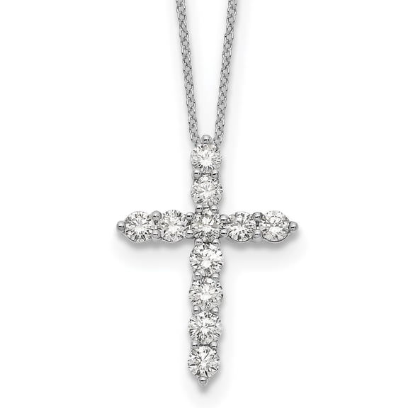14K White Gold Cable Diamond Necklace Chain True Origin 1 1/2 carat Lab Grown VS/SI D E F Cross 18 inch 24.62 mm