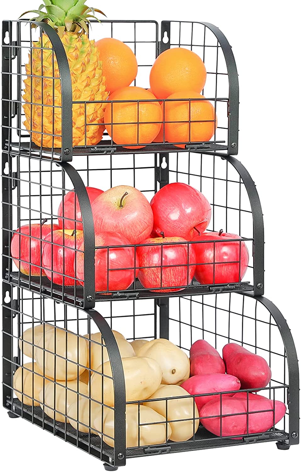 Izotusxi Hanging Kitchen Wire Storage Baskets for Fruit Veggies Produce