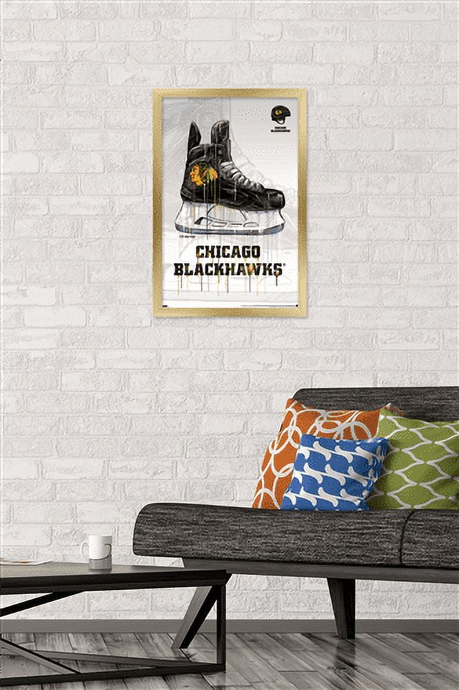 NHL Chicago Blackhawks - Drip Skate 21 Wall Poster, 14.725" x 22.375", Framed
