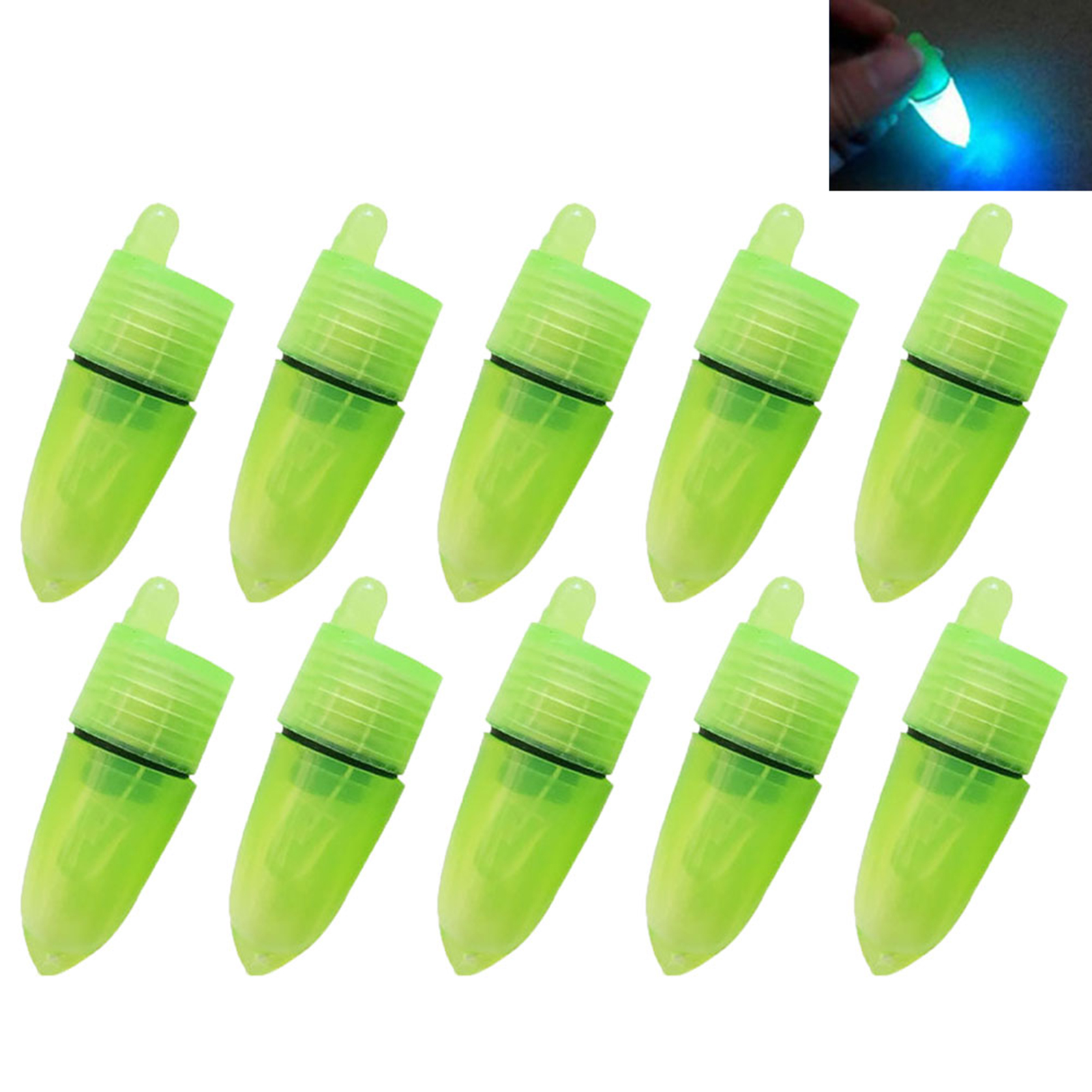 Xinwanna 10Pcs Portable Fishing Rod LED Light Fish Bite Alarm Alert