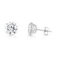 thumbnail image 4 of Tilo Jewelry 10K White Gold Solitaire Round CZ Stud Post Earrings with Secure Push-backs | 8mm | Classic Everyday Earrings | Women, Men, Unisex, 4 of 11