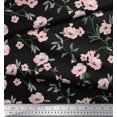 thumbnail image 3 of Soimoi Black Cotton Duck Fabric Leaves & Peony Floral Printed Fabric 1 Yard 42 Inch Wide, 3 of 3